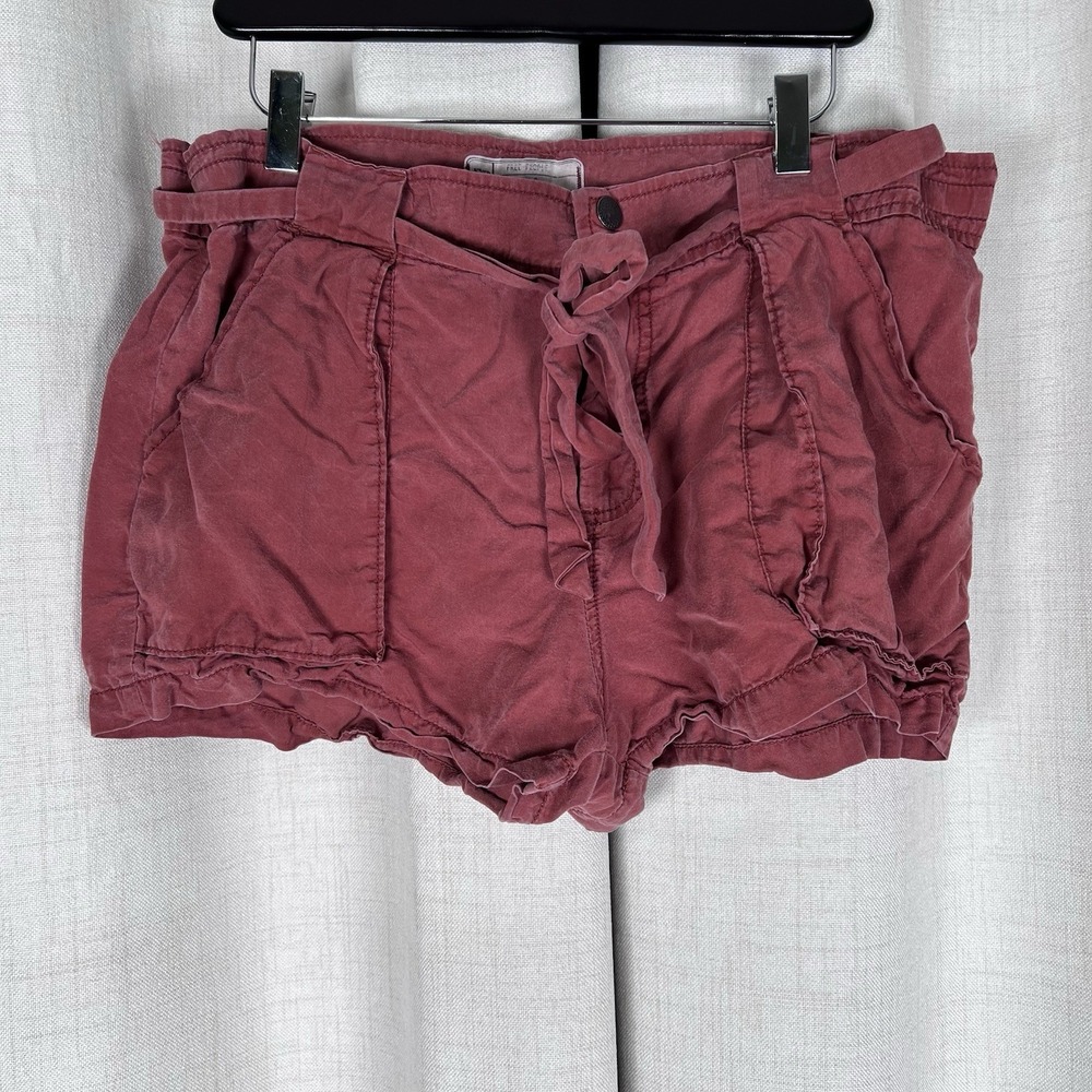 Free People Drippy Tencel Utility Shorts Belted Casual Mars Red Women's Size 8